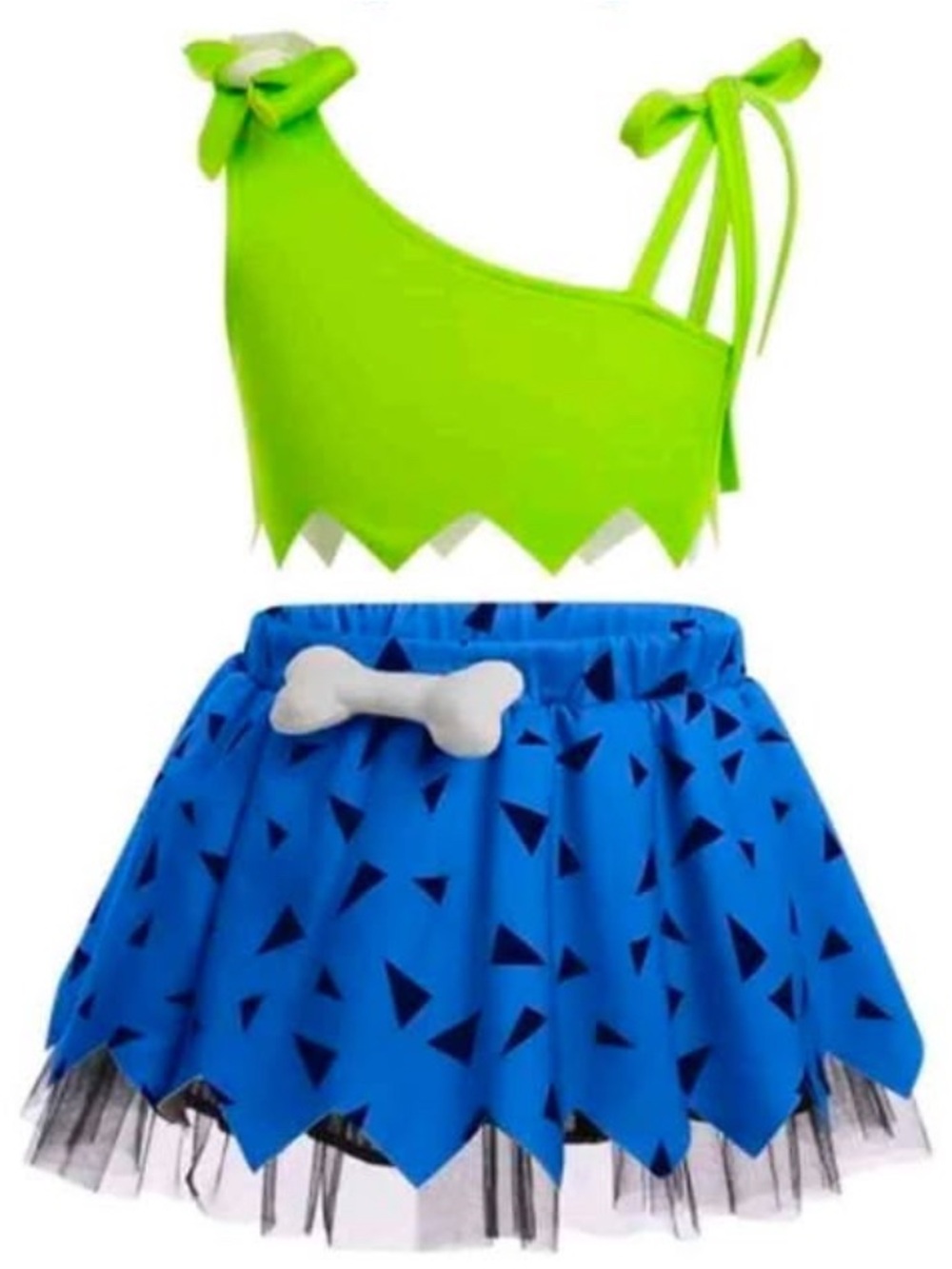 Pebbles Flintstones - Kids Lime Green and Blue Dino Costume Set